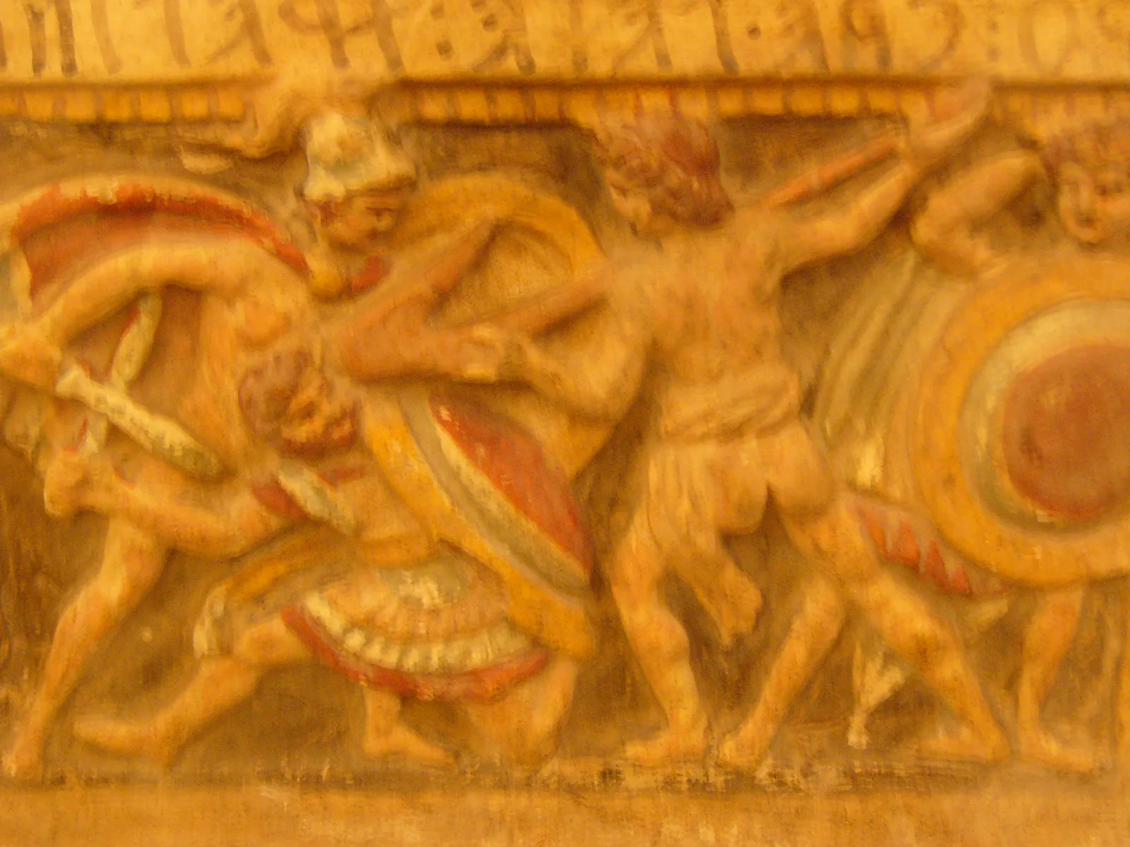 Etruscan Cinerary Urn with Battle Scene