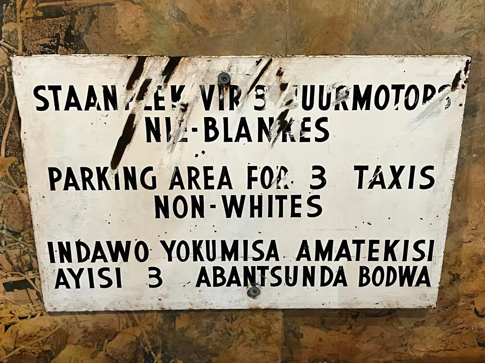 Apartheid-Era Segregated Taxi Sign