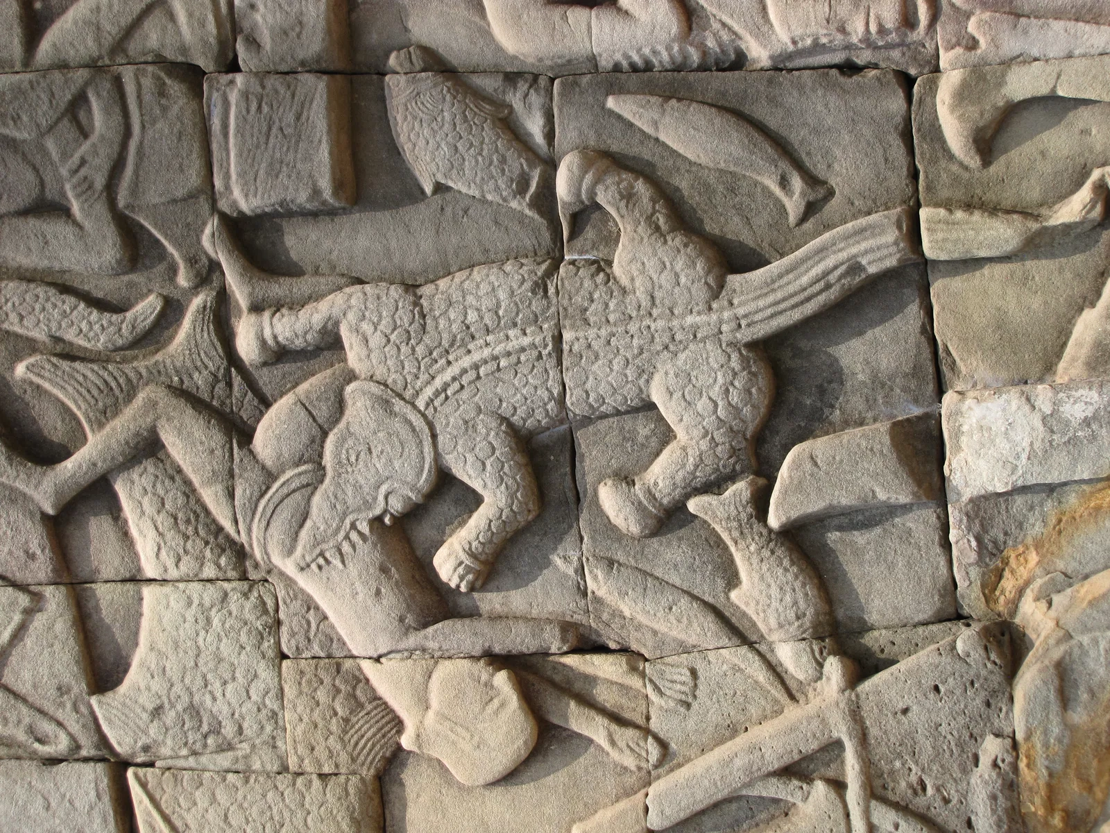 Crocodile Attack Bas-Relief