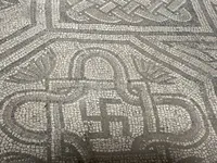 Geometric Mosaic with Swastika Motif
