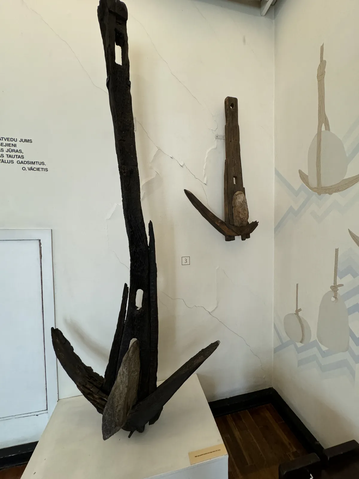 Wooden Anchors with Stone Weights