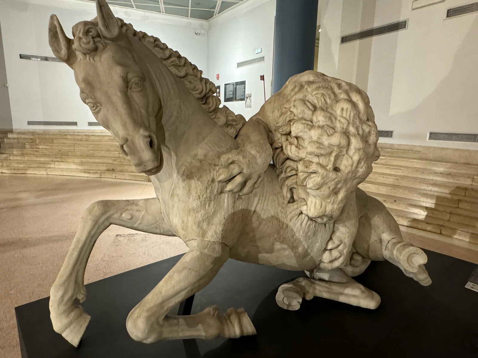 Lion Attacking a Horse Sculpture
