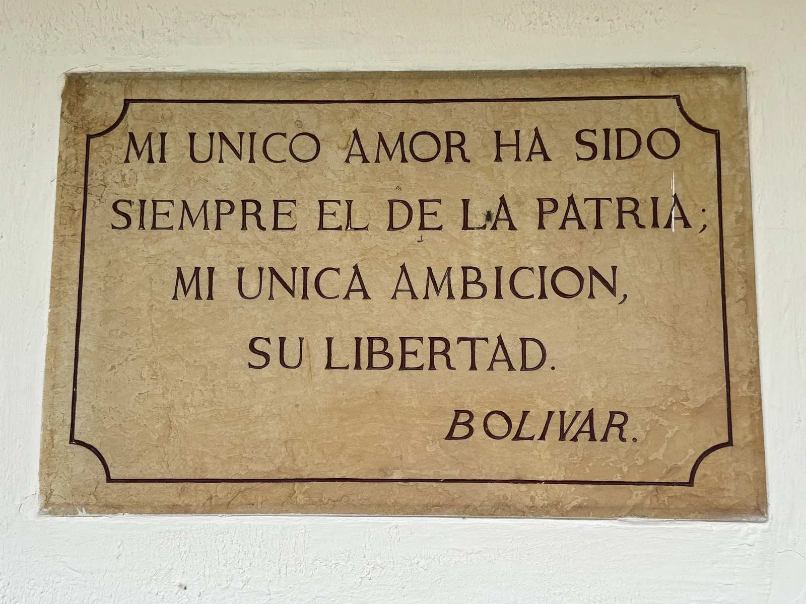 Plaque with Simón Bolívar's Declaration