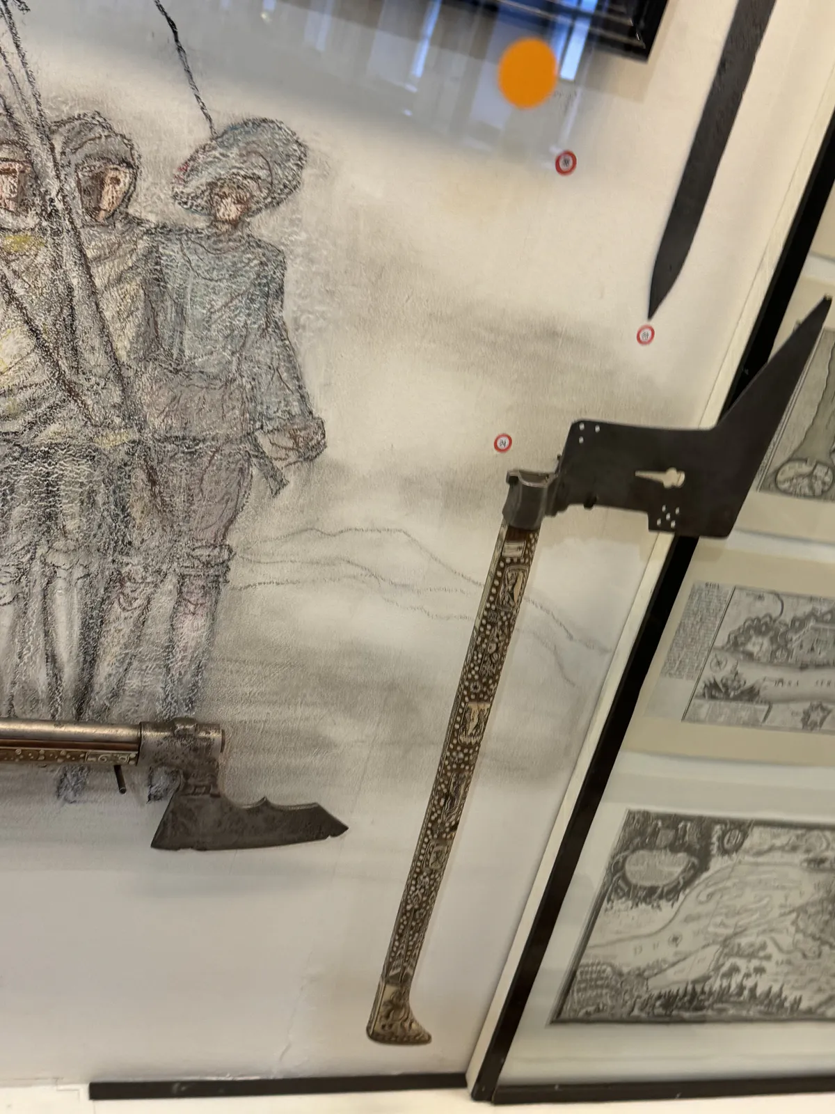 Powder Flask and Axe-Gun Combination