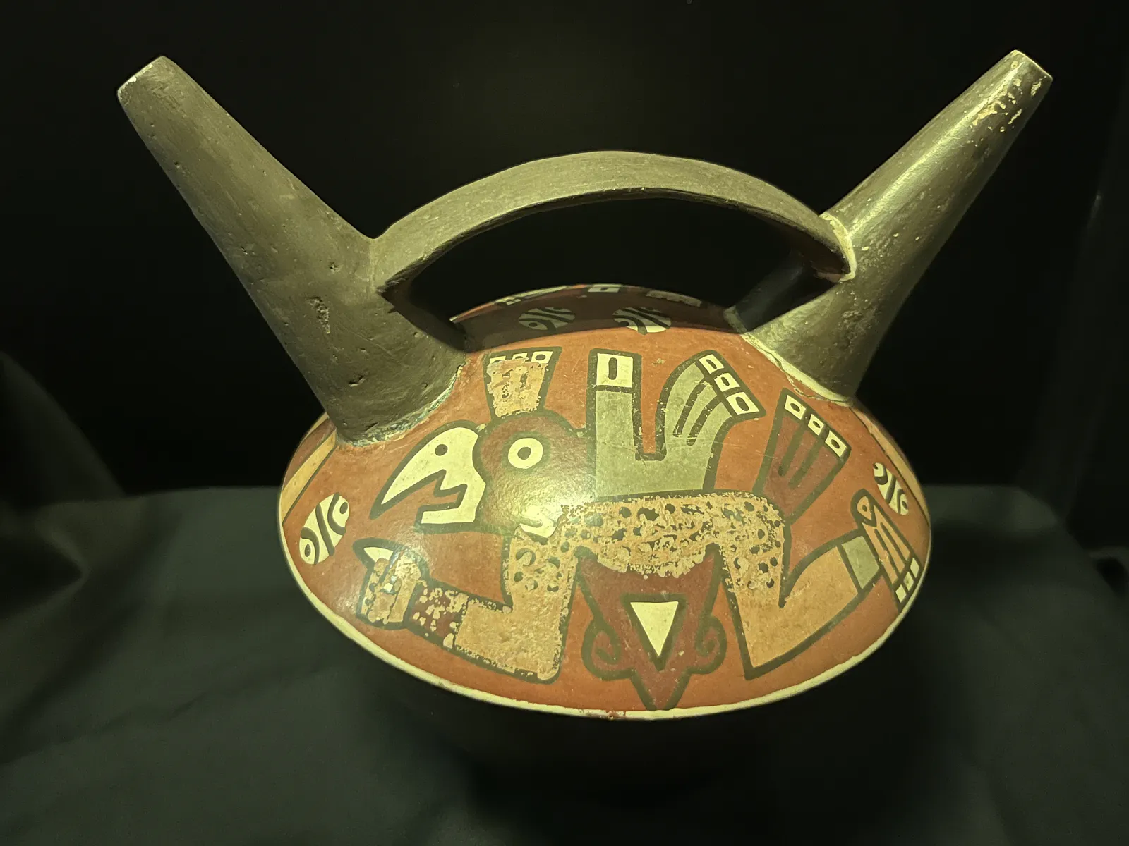 Wari Jaguar-Head Stirrup-Spout Vessel