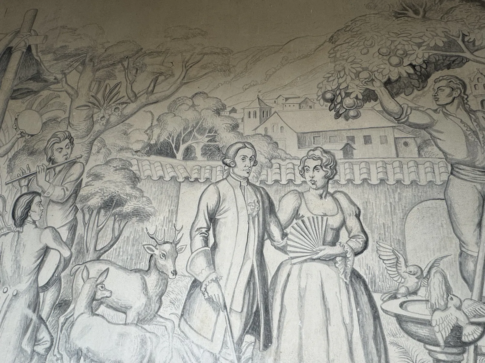 Koloniale Gartenszene