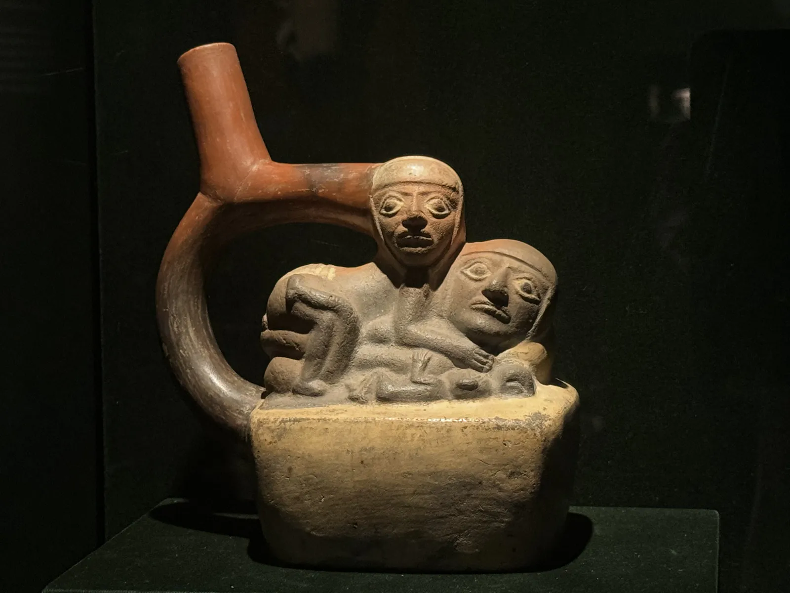 Mochica Ceramic Bottle with Erotic Scene