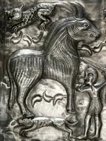 전사가 신성한 황소와 맞서다