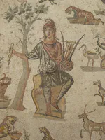 Mosaico romano de Orfeo encantando a los animales