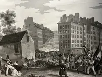 Historical Scene on Block Printed Wallpaper