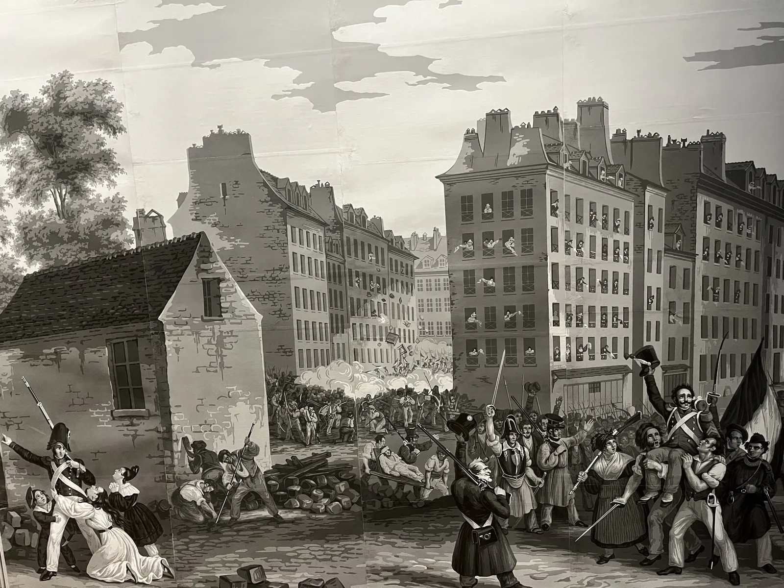 Historical Scene on Block Printed Wallpaper