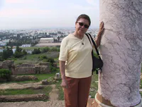 Alicia by a Pink Marble Column