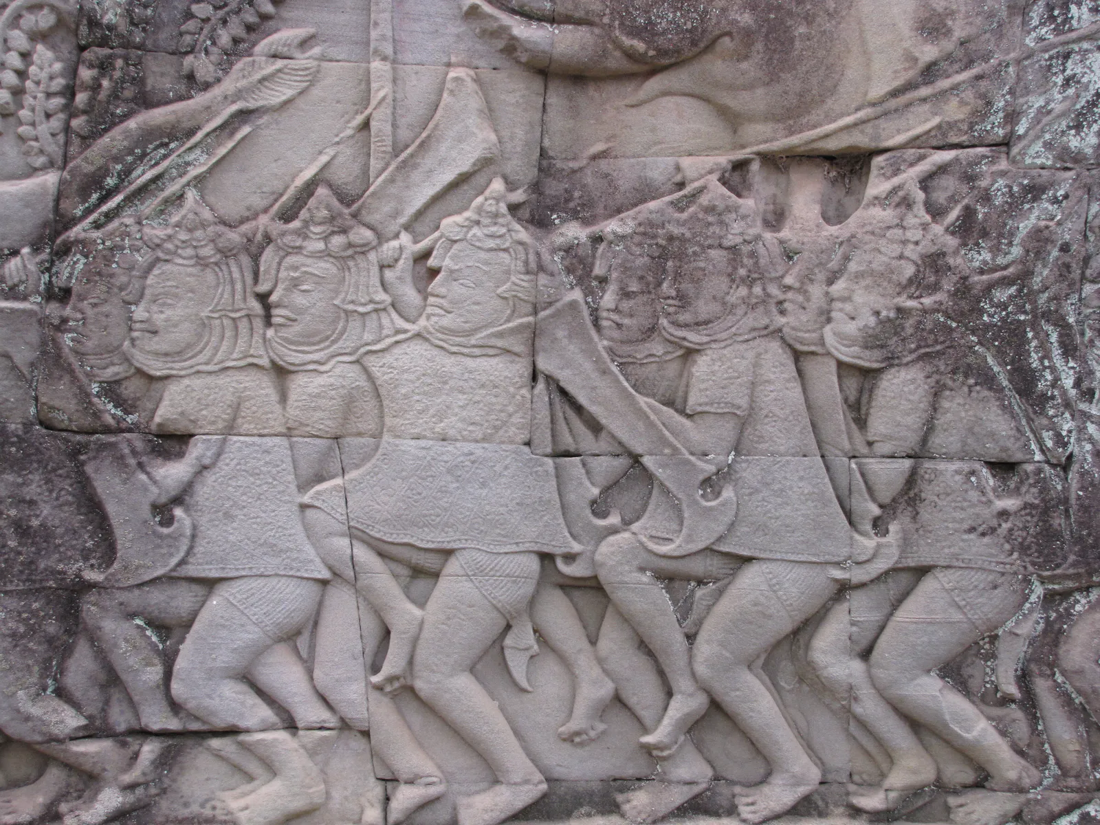 Khmer Soldiers Bas Relief at Bayon Temple