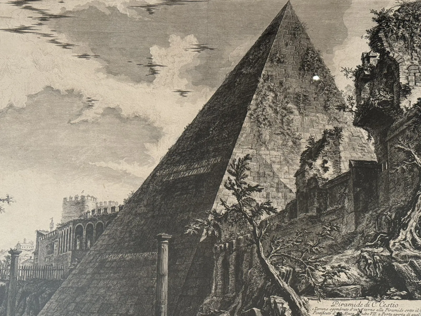 Pyramid of Cestius Etching by Piranesi