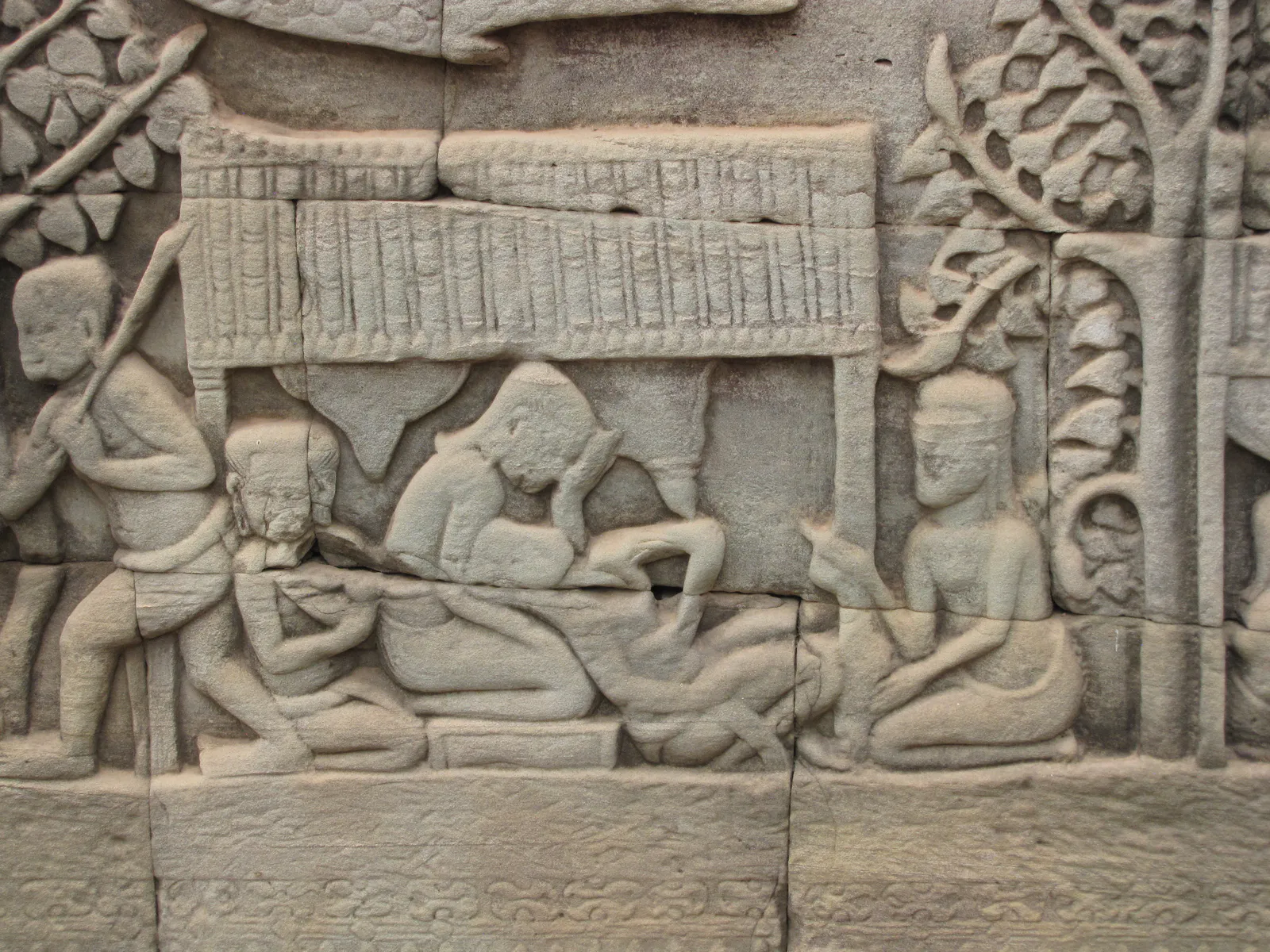 Bas-Relief Scene from Bayon Temple
